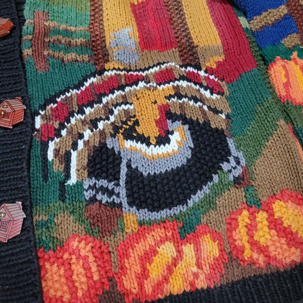 Vintage Alexandra Bartlett Eagle Eye Thanksgiving Holiday Cardigan Sweater 2X - Picture 4 of 15